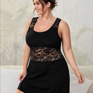 NWT! SHEIN Plus Contrast Floral Lace Sleep Tank Dress
